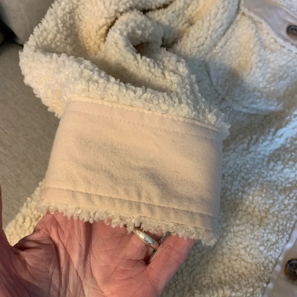 Wild Fable Cream Teddy Shacket with Button Accents - Picture 3 of 4